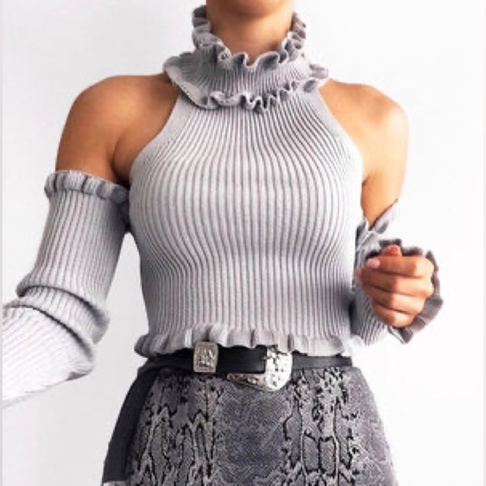 ASOS x LASULA Knitted Choker Top Grey
